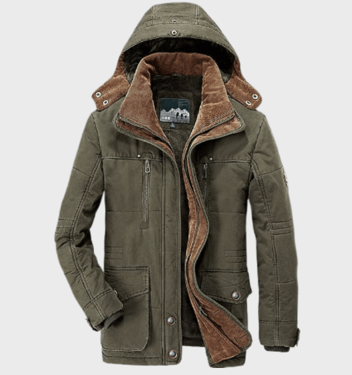 Hugo - thick winter jacket with hood for men with jacket with deep pockets