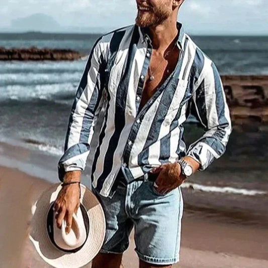 Airy men's shirt in a striped look with a casual fit