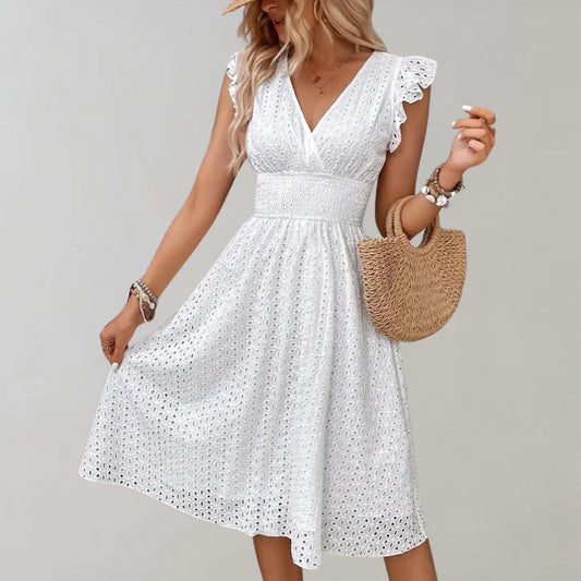 Noki - elegant summer dress with ruffled sleeves