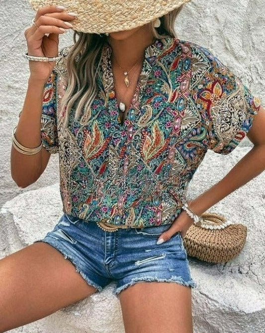 Julies - printed v-neck top