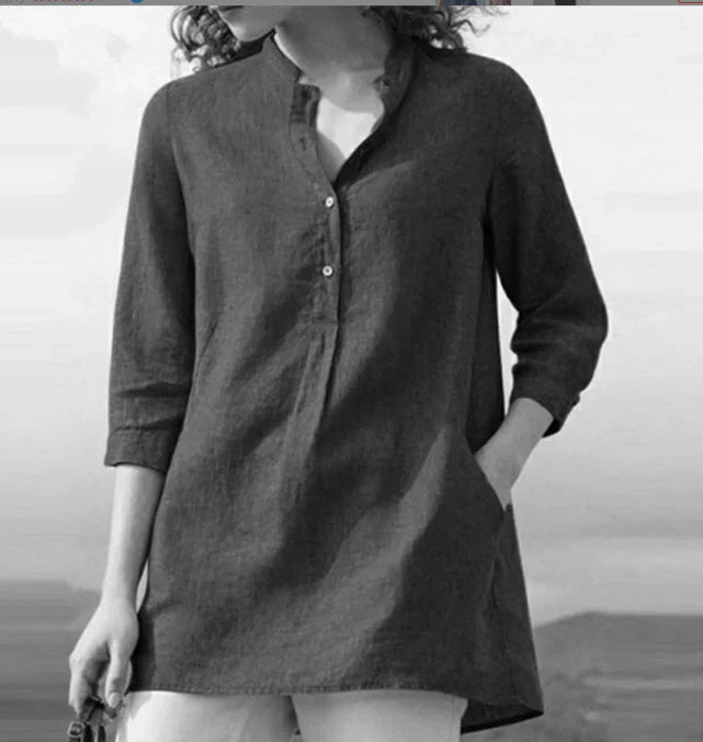 Elegant linen blouse with a v-neck