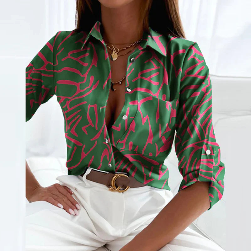 Blouse with turn-down collar