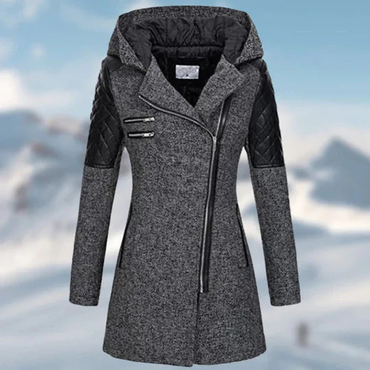 Zin - long ladies winter coat with hood