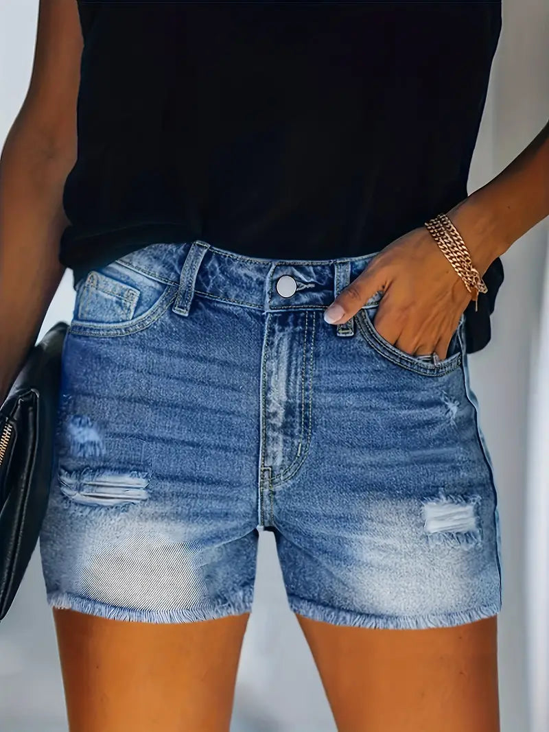 Ruby – spring/summer ribbed denim shorts