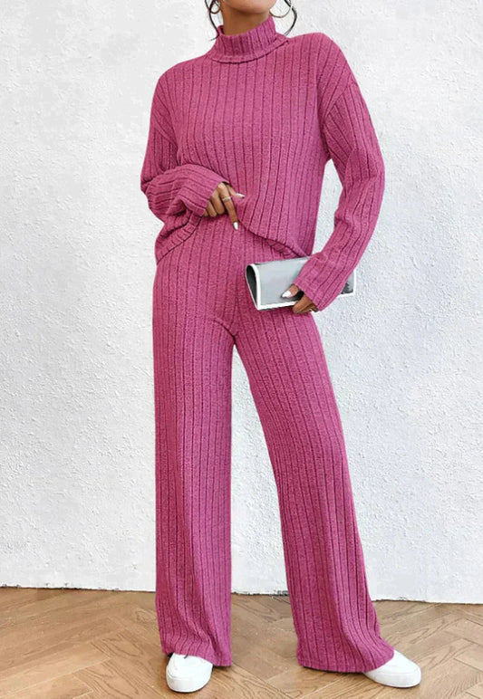 Margaux | 2-piece knitted set with turtleneck sweater and trousers