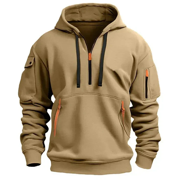 Sporty men's hoodie with half zip