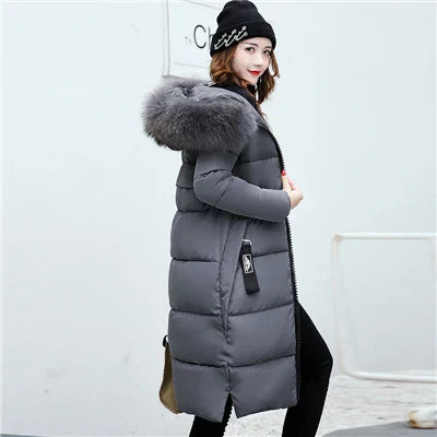 Fridli – long winter coat with fur collar for women