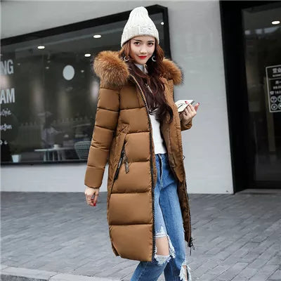 Fridli – long winter coat with fur collar for women