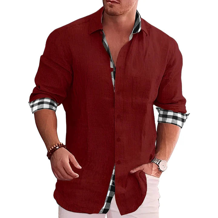 Casual - men's shirt with contrast details and rolled sleeves