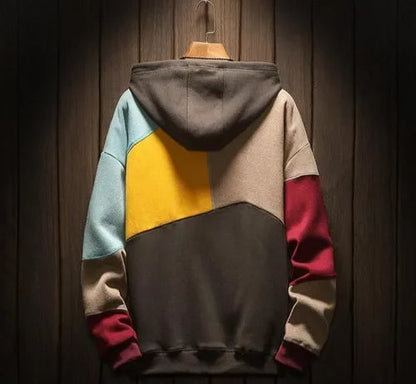 Casual hoodie with striking color blocks for men