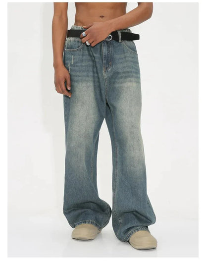 Weldon - gewaschene retro weite jeans