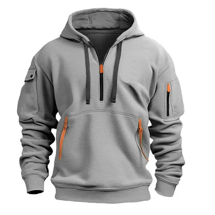 Sporty men's hoodie with half zip