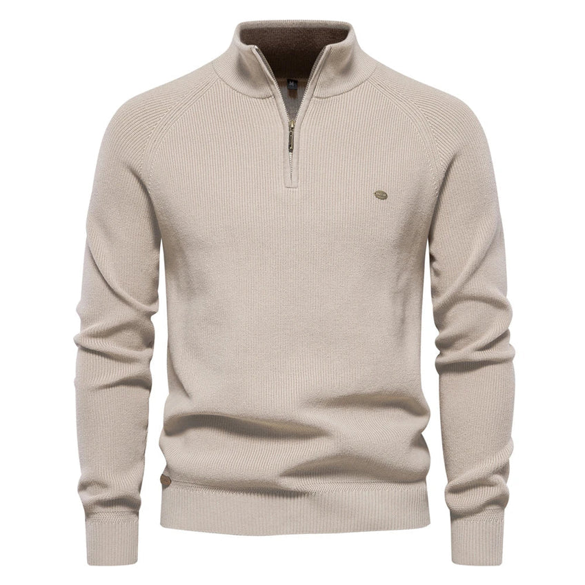 Knox men's knitted sweater with zip collar