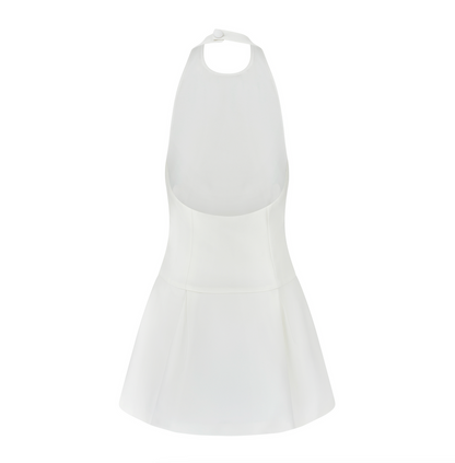 Sasha | The ultimate muse white mini dress with drop hem