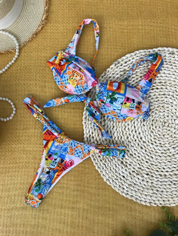 Natalie - blue breathable floral bikini