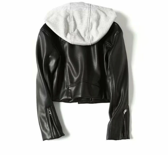 Kaila - women's leather jacket with hood