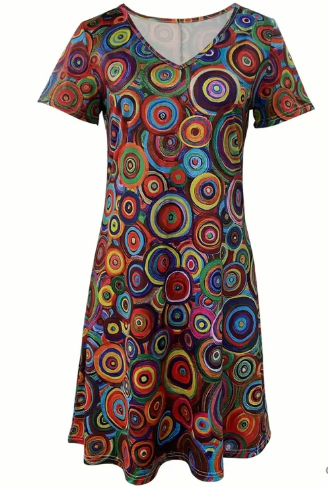 Ella multicolored boho graphic print dress