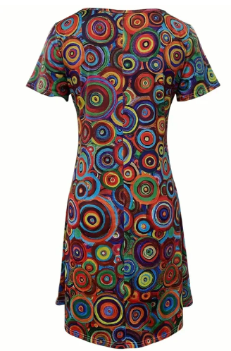 Ella multicolored boho graphic print dress