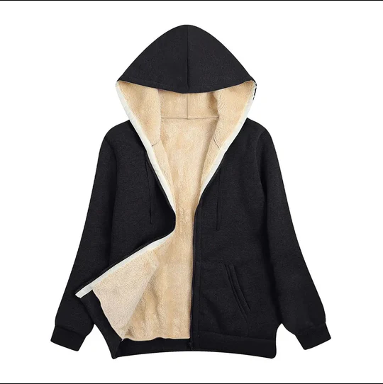 Lena l jacket with hood, lined with faux fur