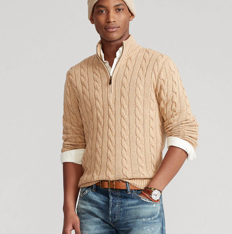 Half zip wool sweater