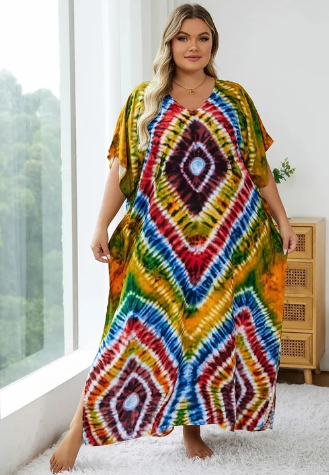 Aria multicolored loose boho v-neck dress