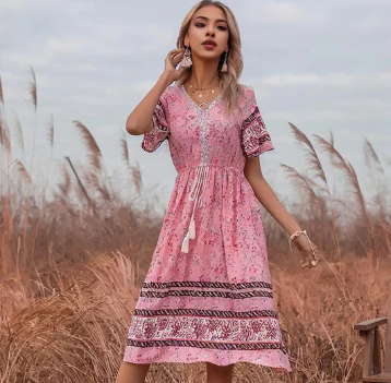 Lily ethnic printed boho dress