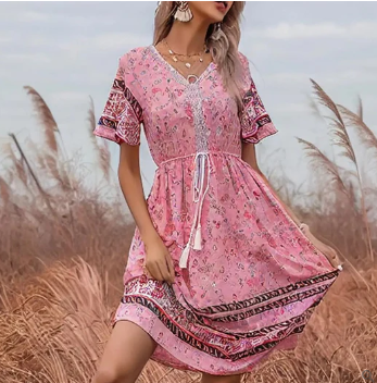 Lily ethnic printed boho dress