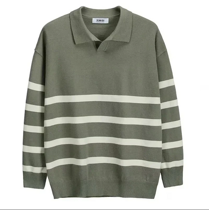 Ezekiel - striped knitted sweater with collar for men