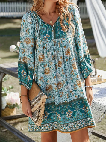 Scarlett boho dress with vintage floral print