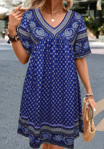 Emily – boho dress with retro ethnic print