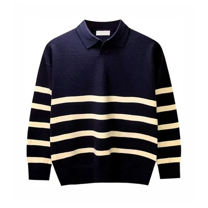 Ezekiel - striped knitted sweater with collar for men