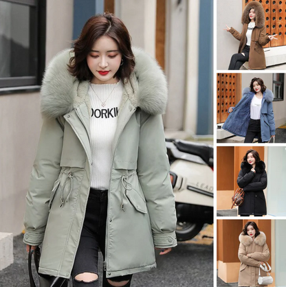 Alaisa - fashion long parka jacket with fur collar 2024