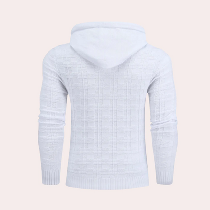 Emre - checked men's sweater with adjustable hood