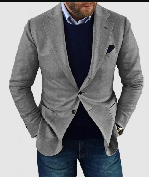 Benno - men's cardigan with casual buttons, pockets and lapel collar, solid color, long sleeves