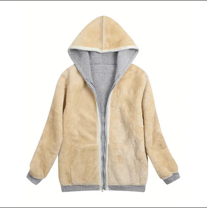 Lena l jacket with hood, lined with faux fur