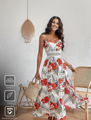 Emily - romantic sleeveless maxi dress with floral print