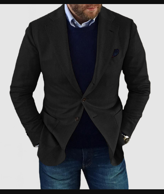 Benno - men's cardigan with casual buttons, pockets and lapel collar, solid color, long sleeves