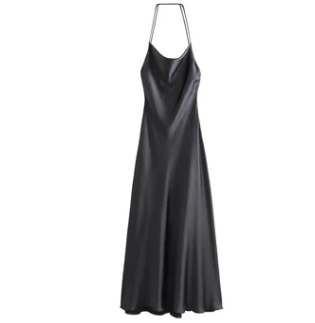 Madison gray satin breathable maxi dress