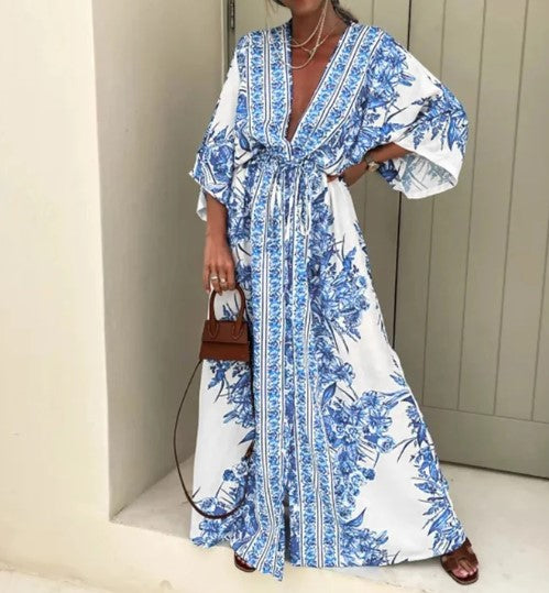 Mia - ethnic printed boho maxi style dress