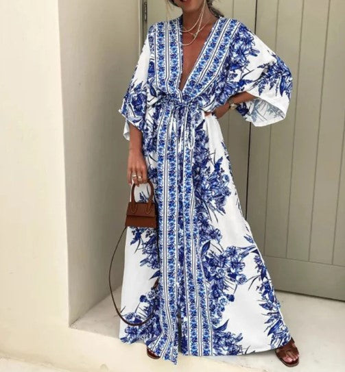 Mia - ethnic printed boho maxi style dress