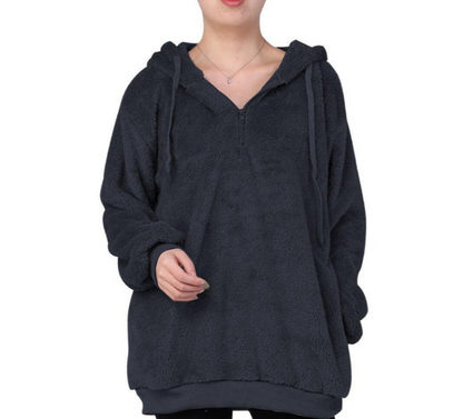 Zera - women's fleece sweatshirt with zipper at the neck