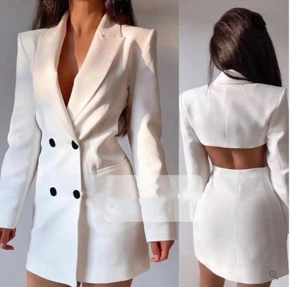 Amelia - double breasted backless blazer dress