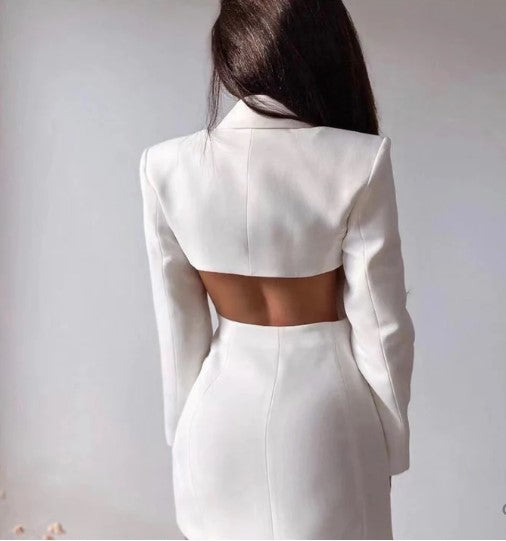 Amelia - double breasted backless blazer dress