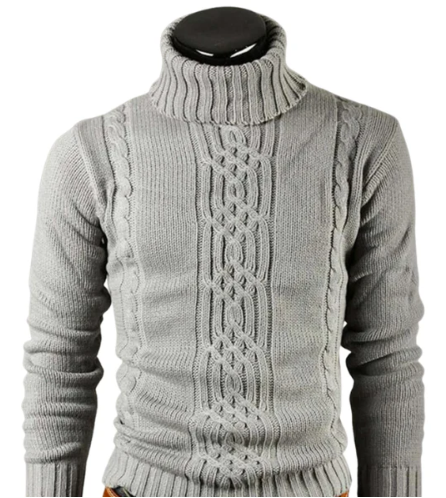 Classic - Cable Knit Turtleneck Sweater for Men