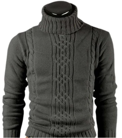 Classic - Cable Knit Turtleneck Sweater for Men