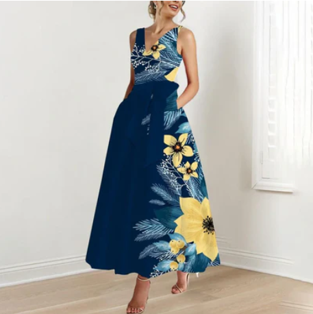 Isabella - marine blue maxi dress