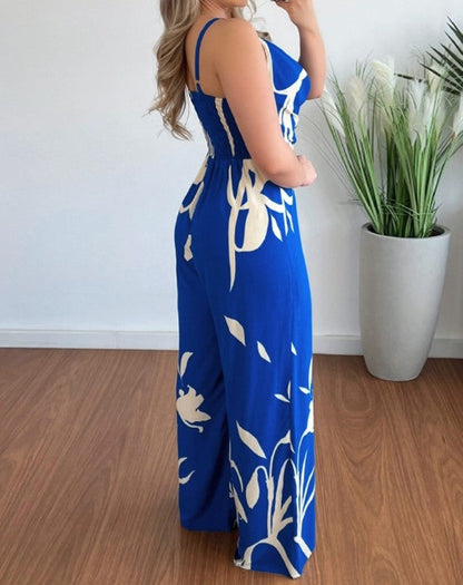 Elizabeth wide leg jumpsuit in tropical print