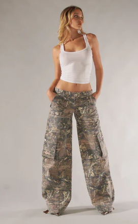 Rebelle low waist cargo pants - brown camo