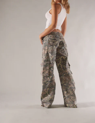 Rebelle low waist cargo pants - brown camo