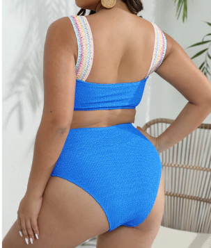 Nora – blue wrinkled strap bikini